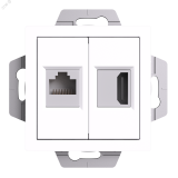 ATLASDESIGN РОЗЕТКА двойная HDMI+RJ45, кат.5Е, механизм, БЕЛЫЙ ATN000182 Systeme Electric