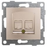 Bravo Розетка компьютерная и телефонной (RJ45, RJ12), скрытая установка.  шампань С10КТ-027 GUSI ELECTRIC
