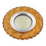 DLS-L147 GU5.3 GLASSY/GOLD Светильник декоративный встраиваемый, серия Luciole. Без лампы, цоколь GU5.3. Доп. светодиодная подсветка 3Вт. Стекло. Зеркальный/светло-желтый. ТМ Fametto UL-00003897 Uniel