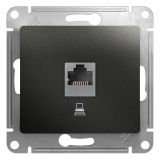 GLOSSA Розетка компьютерная RJ45 категория 5E антрацит в рамку GSL000781K Systeme Electric