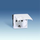 Розетка 2P+E Schuko с крышкой, шторки, винтовой зажим, 16А 250В, S27, серый 27490-37 Simon