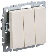 BRITE Выключатель трехклавишный 10А ВС10-3-0-БрКр бежевый BR-V30-0-10-K10 IEK