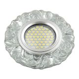 DLS-L136 GU5.3 GLASSY/CLEAR Светильник декоративный встраиваемый, серия Luciole. Без лампы, цоколь GU5.3. Доп. светодиодная подсветка 3Вт. Стекло. Зеркальный/прозрачный. ТМ Fametto UL-00003862 Uniel