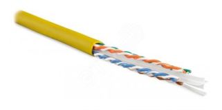 Кабель витая пара U/UTP категория 6 4 пары (23 AWG) одножильный (solid) с разделителем LSZH желтый 273525 Hyperline
