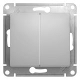 GLOSSA Выключатель двухклавишный в рамку алюминий сх.5 GSL000351 Systeme Electric