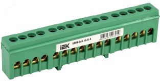 Шина PE земля корпусный изолятор на DIN-рейку ШНИ-6х9-16-К-З YNN10-69-16KD-K06 IEK