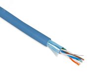 Витая пара. экранированный F/UTP. общий экран фольга. категория 5e. 4 пары 26 AWG. 4х2х0.48 мм многопроволочные жилы. PVC. нг(А)-LS. внутренний (100м) -20град. Цельсия +75град. Цельсия. синий 444992 Hyperline