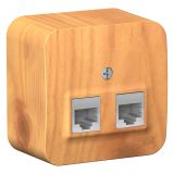Розетка BLANCA наружная двойная компьютерная RJ45, кат.5e, с изолирующей пластиной, ясень BLNIA045455 Systeme Electric