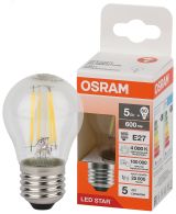 Лампа светодиодная филаментная LED Star Шарообразная 5Вт (замена 60Вт), 600Лм, 4000К, цоколь E27 OSRAM 4058075684690 LEDVANCE