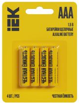 Батарейка щелочная Alkaline LR03/AAA (4шт/блистер) IEK ABT-LR03-OP-L04 IEK