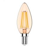 Лампа светодиодная филаментная LED 3.8 Вт 350 лм 2400К свеча теплый E14 AC 180-240В IP20 золотистая колба Basic Gauss 1037154 GAUSS