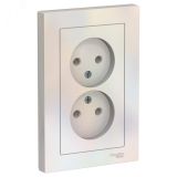 Розетка ATLASDESIGN двойная без заземления 16А в сборе жемчуг ATN000420 Systeme Electric