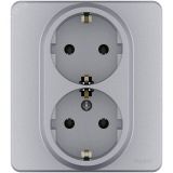 Розетка 2 x 2К+З немецкий стандарт 16 А 250 В~ INSPIRIA алюминий 673752 Legrand