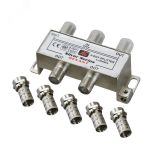 Делитель ТВ х 4 + 5шт. F BOX 5-1000 МГц Silver, 05-6103 REXANT
