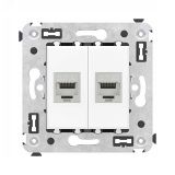 Avanti Компьютерная розетка RJ-45 без шторки в стену, кат.6А двойная экранированная,  Белое облако 4400774 DKC