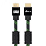 Кабель HDMI 2.1, Ultra HD 19М на 19 М, 2 м., AL черный-зеленый нейлон, ферритовые кольца 1000578564 Greenconnect