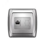 Маргарита розетка компьютерная RJ45, серебро (еврослот) М0035-S UNIVersal