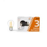 Лампа светодиодная филаментная LED 7 Вт 550 лм 2700К AC185-265В E27 шар P45 теплая (промоупаковка 3 лампы) Black Filament 105902107T GAUSS