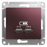 Розетка GLOSSA USB 5В/2100мА 2х5В/1050мА механизм баклажановый GSL001133 Systeme Electric