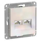 Розетка ATLASDESIGN двойная компьютерная RJ45+RJ45 категория 5E механизм жемчуг ATN000485 Systeme Electric