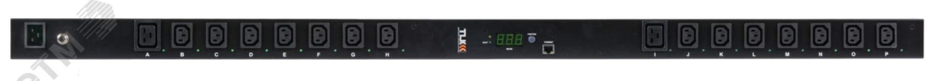 Блок розеток SW - Switched Вертикальный 14 розеток C13 2 розетки С19 макс. нагрузка 16 А шнур питания 3 м. вилка С20 цифровое измерение силы тока на входе металлический корпус макс. мощность 4000 Вт 1245*44*56 мм цвет черный. ЭКО33594 TLK
