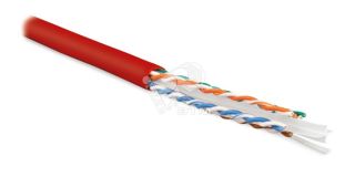 Кабель витая пара U/UTP категория 6 4 пары (23 AWG) одножильный (solid) с разделителем LSZH красный 251945 Hyperline