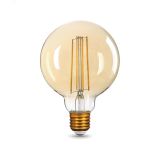 Лампа светодиодная филаментная LED 8 Вт 740 лм 2400К AC185-265В E27 шар G95 теплая золотистая колба Black Filament Gauss 105802008 GAUSS