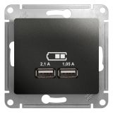 GLOSSA Розетка USB антрацит в рамку 5В/2100мА GSL000733 Systeme Electric