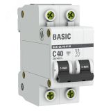 Выключатель автоматический двухполюсный 40А С ВА47-29 4.5кА mcb4729-2-40C EKF