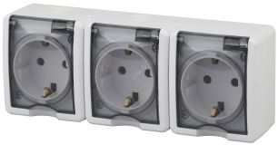 Розетка 3х2P+E IP54, 16A-250В, ОУ, Эра Эксперт, белый, 11-2405-01 Б0020720 ЭРА