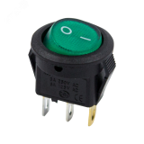 Выключатель клавишный круглый 250V 3А (3с) ON-OFF зеленый с подсветкой Micro, REXANT 36-2533 REXANT