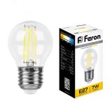 Лампа светодиодная LED 7вт Е27 теплый шар FILAMENT 25876 FERON