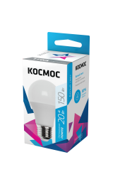 Лампа светодиодная LED 20Вт 220В Е27 D60х118 белыйA60 LkecLED20wA60E2745 Космос