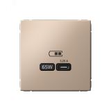ARTGALLERY USB розетка тип-С 65Вт высокоскор.заряд. QC, PD, механизм, песочный GAL001227 Systeme Electric