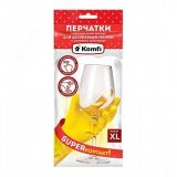 Перчатки латексные ''Для деликатной уборки'' с х/б напылением XL, 2 шт., желтые Komfi DGL019L АДМ