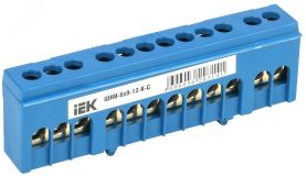 Шина N ноль корпусный изолятор на DIN-рейку ШНИ-6х9-12-К-С YNN10-69-12KD-K07 IEK