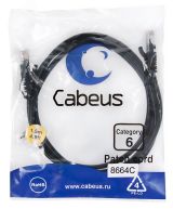 Патч-корд U/UTP, категория 6, 2xRJ45/8p8c, неэкранированный, черный, PVC, 1.5м 8664c Cabeus