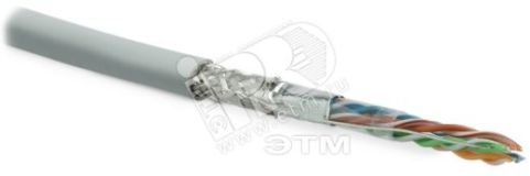 Кабель витая пара. экранированная SF/UTP. категория 5e. 4 пары (26 AWG). многожильный (patch). экран-фольга+мед. оплетка. LSZH. –20C–+75C. серый (305 м) 236293 Hyperline