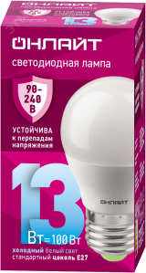 Лампа светодиодная 13вт OLL-G45-13-230-6.5K-E27-FR PRO 90-240В ОНЛАЙТ 32009 ОНЛАЙТ