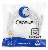 Патч-корд U/UTP, категория 5е, 2xRJ45/8p8c, неэкранированный, белый, PVC, 5м 7687c Cabeus