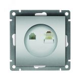 Розетка компьютерная+телефонная UNIVersal серия Афина, с/у, 1А, RJ45, RJ12, серебро (еврослот), механизм A0052-S UNIVersal