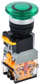Кнопка D8-11MD ''Грибок'' d=22мм 1з+1р с подсвет. зеленая BBG30-11MD-3-12-K06 IEK