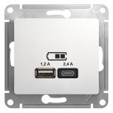 GLOSSA USB РОЗЕТКА A+С, 5В/2,4 А, 2х5В/1,2 А, механизм, БЕЛЫЙ GSL000139 Systeme Electric
