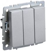BRITE Выключатель трехклавишный 10А ВС10-3-0-БрА алюминий BR-V30-0-10-K47 IEK