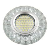 DLS-L151 GU5.3 GLASSY/CLEAR Светильник декоративный встраиваемый, серия Luciole. Без лампы, цоколь GU5.3. Доп. светодиодная подсветка 3Вт. Стекло. Зеркальный/прозрачный. ТМ Fametto UL-00003908 Uniel