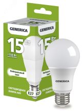 Лампа светодиодная A60 груша 15Вт 230В 4000К E27 GENERICA LL-A60-15-230-40-E27-G IEK