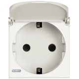 Axolute Розетка 2К+З с заземлением с крышкой 10/16А 250В боковые контакты Schuko автоматические клеммы белый немецкий стандарт HD4141PW Legrand