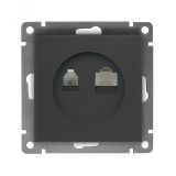 Розетка компьютерная+телефонная UNIVersal серия Афина, с/у, 1А, RJ45, RJ12, графит (еврослот), механизм A0052-Gr UNIVersal