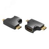 Адаптер переходник HDMI 19F на mini HDMI и micro HDMI, контакты позолоченные 1000615073 Vention