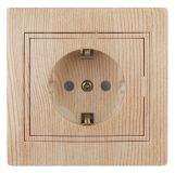 Розетка Intro Plano 1-206-11 с заземлением 2P+E Schuko со шторками, 16А-250В, IP20, СУ, сосна Б0053931 ЭРА